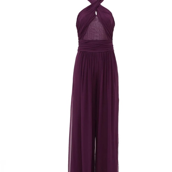 NWT Rachel Zoe Eggplant Robbin’s Halter Jumpsuit Size 4 - Picture 4 of 11